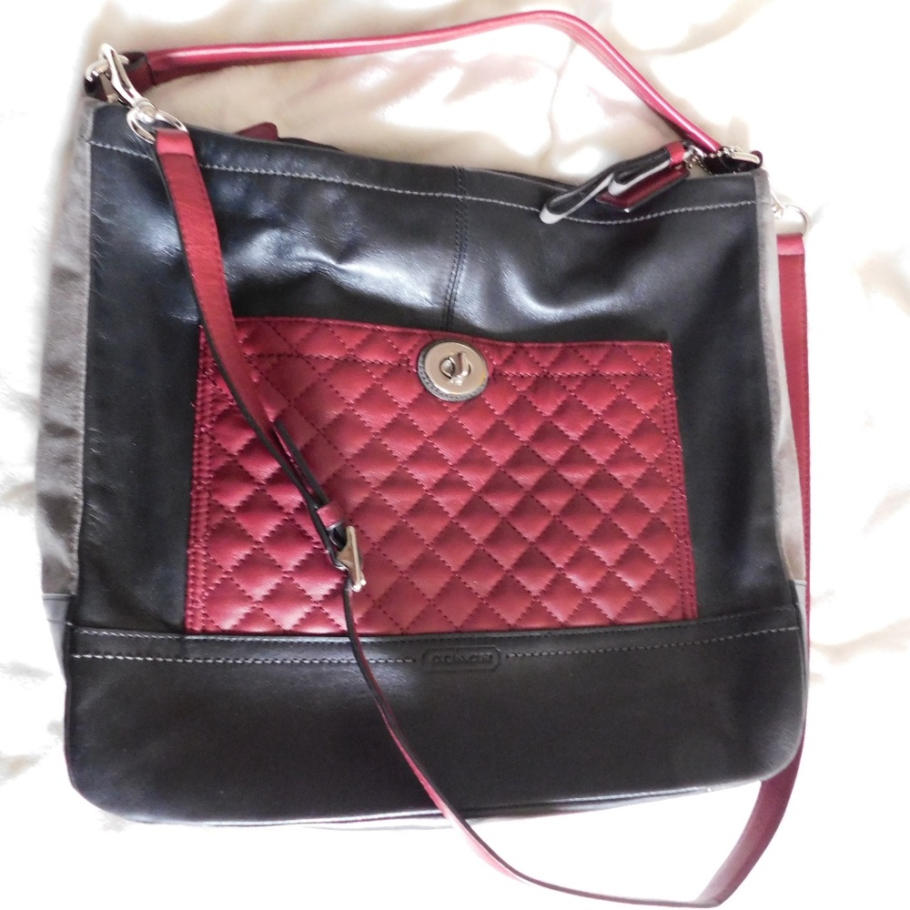 Burgundy Black and Gray Crossbody Purse